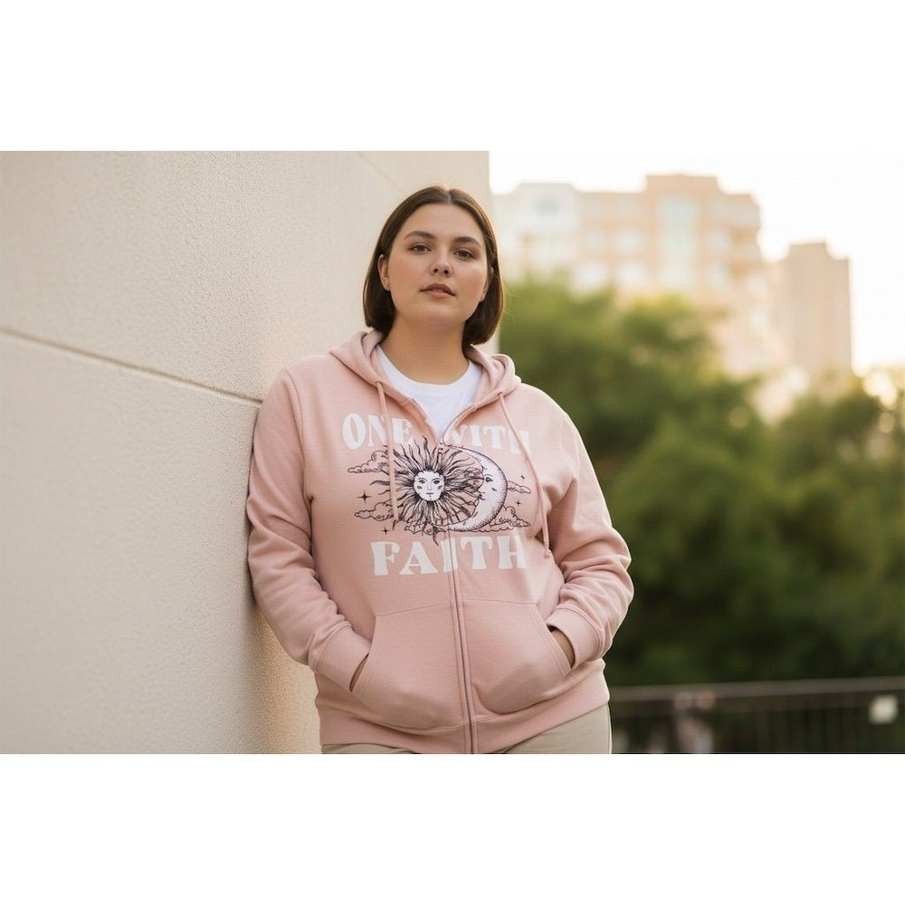 One with Faith Weekend Soul Women's 2XL Pink Hooded Zip Jacket Casual ultra soft